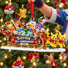Load image into Gallery viewer, “Celebrate the Pokémon Journey!” - 30th Anniversary Creature Christmas Ornament - Personalized Gift for Pokémon Fans Ornament PopCulturePrints