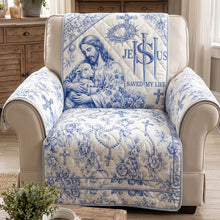 Load image into Gallery viewer, Jesus Christ Savior Toile De Jouy Quited Sofa Cover, Personalized Gifts For Christians 01qhdt290626 Sofa Cover PopCulturePrints
