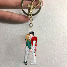 Load image into Gallery viewer, Personalized Sporty Couple Keychain - Kissing Lovers Gift Keychains PopCulturePrints