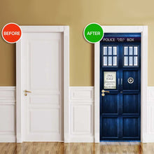 Load image into Gallery viewer, Police Box Themed Door Cover for Movie Fans - Custom Print Door Covers PopCulturePrints