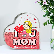 Load image into Gallery viewer, "I Love You, Mom" - Personalized Heart Plaque - Perfect Gift for Moms and Grandmas - Happy Mother's Day Shaped Plaques PopCulturePrints