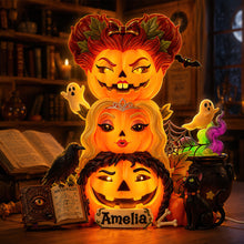 Load image into Gallery viewer, “Light Up Your Halloween Spirit!” - Personalized Pumpkin Friends Acrylic Light Box - A Unique Gift for Friends, Family & Halloween Lovers Light Box PopCulturePrints