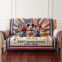 Load image into Gallery viewer, Celebrate Togetherness: 250th Anniversary Quilted Sofa Cover - Personalized Gift for Family & Friends Sofa Cover PopCulturePrints
