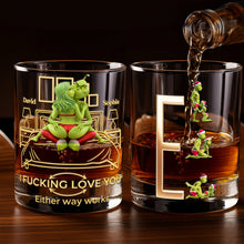 Load image into Gallery viewer, "I F***ing Love You" - Custom Personalized Cheeky Green Couple Round Glass - Perfect Gift for Couples, Friends, or Loved Ones Glass PopCulturePrints