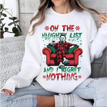 Load image into Gallery viewer, On The Naughty List Shirt - Perfect for Holiday Cheer Shirts PopCulturePrints