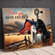 Load image into Gallery viewer, Custom Horse Couple Wall Art - I Love You to the Barn and Back Poster & Canvas PopCulturePrints