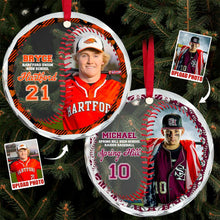 Load image into Gallery viewer, Personalized Baseball Photo Christmas Ornament - Custom Gift Ornament PopCulturePrints