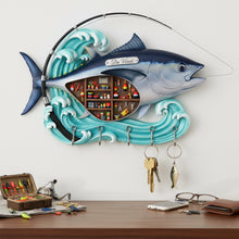Load image into Gallery viewer, Hook, Line, and Sinker: Fishing Gear Corner Key Hanger - Personalized Gift for Fishing Lovers Wood Sign PopCulturePrints