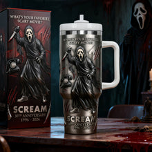 Load image into Gallery viewer, Scream 30th Anniversary Horror Tumbler - Personalized Gift for Horror Lovers Tumbler Cup PopCulturePrints