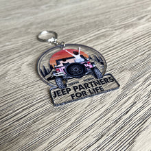 Load image into Gallery viewer, Personalized Jeep Partners for Life Keychain | Custom Adventure Gift | Valentine's Day Gifts Keychains PopCulturePrints
