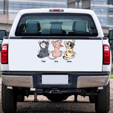 Load image into Gallery viewer, Personalized Car Decal for Cat Lovers - Funny Hanging Cats Custom Names Decal Sticker PopCulturePrints