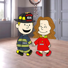 Load image into Gallery viewer, Customized Firefighter Couple Keychain - Perfect Valentine's Day Gifts Keychains PopCulturePrints