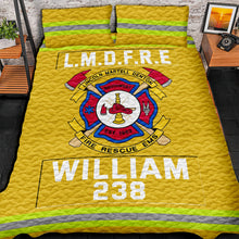 Load image into Gallery viewer, Custom Fire Department Quilt Bedding Set - Personalized Gifts for Firefighters Blanket PopCulturePrints