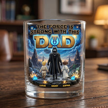 Load image into Gallery viewer, The Force Is Strong With This Dad - Personalized Drinking Glass Gift for Dads, Grandpa & Kids Glass PopCulturePrints
