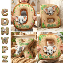 Load image into Gallery viewer, “Bring the Jungle Home” - Elephant Alphabet Letters Pillow - Personalized Gifts for Elephant Lovers Pillow PopCulturePrints