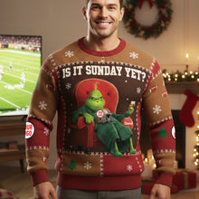 Load image into Gallery viewer, “Is It Sunday Yet?” Grinch Ugly Sweater - Personalized Gifts for Sports Fans AOP Products PopCulturePrints