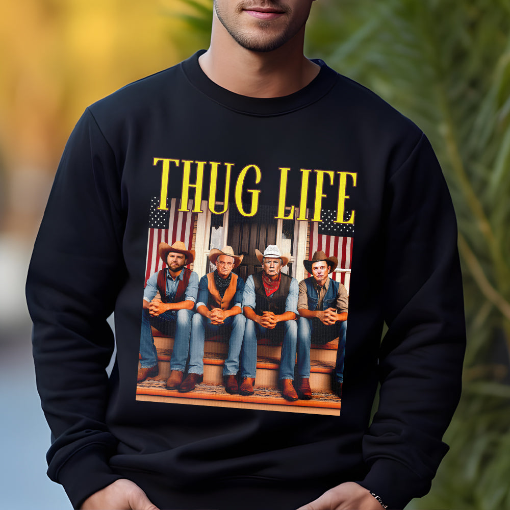 Thug Life Cowboy Christmas Sweatshirt Shirts PopCulturePrints