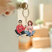 Load image into Gallery viewer, Personalized Sitting Couple Keychain - Stylish Gift for Couples Keychains PopCulturePrints