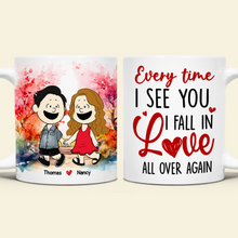 Load image into Gallery viewer, Personalized Love Coffee Mug for Couples - Every Time I See You I Fall in Love Coffee Mug PopCulturePrints