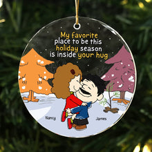 Load image into Gallery viewer, Personalized Couple Ornament - Cozy Hugs Under the Snow | Valentine's Day Gifts Ornament PopCulturePrints