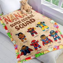 Load image into Gallery viewer, Personalized Superhero Cookie Squad Blanket for Grandma Blanket PopCulturePrints
