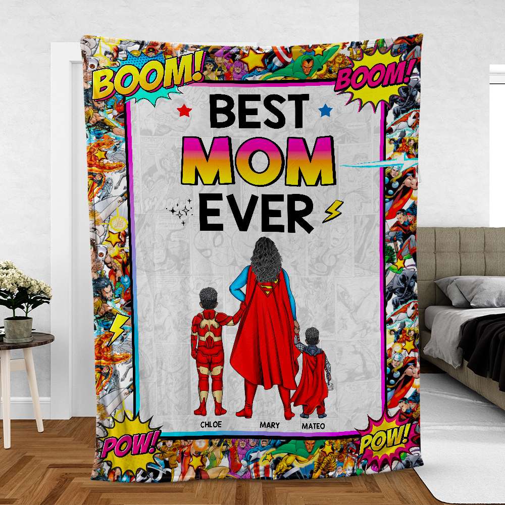 Best Mom Ever Blanket - A Personalized Gift for the Super Mom in Your Life Blanket PopCulturePrints