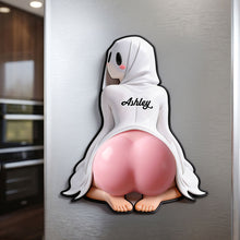 Load image into Gallery viewer, "Spooktacular Fun!" - Naughty Ghost Anti-collision Acrylic Fridge Magnet - Personalized Gifts for Couples, Friends, & More