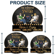 Load image into Gallery viewer, Personalized Pool & Patio Relaxation Sign - Chill with Style Custom Shaped Metal Sign PopCulturePrints