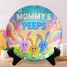Load image into Gallery viewer, Mommy's Peeps - Personalized Rabbit Round Plate for Grandma and Loved Ones Ceramic Round Plate PopCulturePrints
