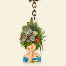 Load image into Gallery viewer, “Plant Happiness with Every Gift” - Pot Head Succulent & Cactus Girl - Personalized Gift for Gardening Enthusiasts Keychains PopCulturePrints