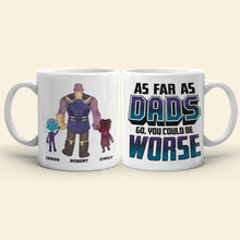 Load image into Gallery viewer, Personalized Dad Mug - Comic Style Hero with Kids Coffee Mug PopCulturePrints
