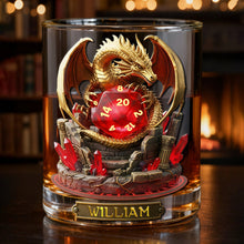Load image into Gallery viewer, Embrace the Fantasy - Legendary Dragon Dice Round Glass - Personalized Gift for Drinking Lovers Glass PopCulturePrints