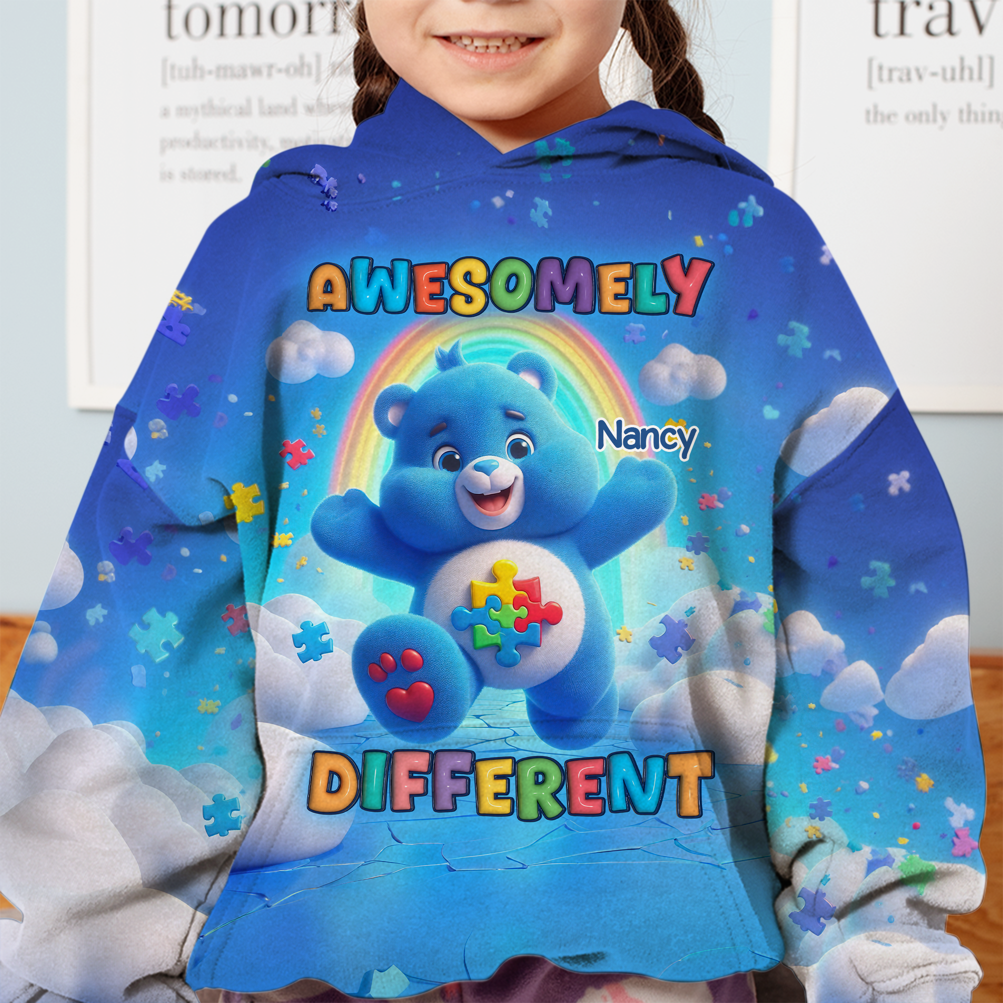 "Awesomely Different" - Personalized Autism Awareness Shirt AOP Products PopCulturePrints