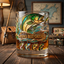 Load image into Gallery viewer, Fishing Papa: Catch the Memories - Personalized Round Glass for Dad Glass PopCulturePrints