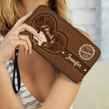 Load image into Gallery viewer, Best Mom Ever - Personalized Leather Long Wallet with Cute Chibi Kids Design Leather Long Wallet PopCulturePrints