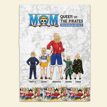 Load image into Gallery viewer, "You're Our Hero and Always Will Be" - Personalized Queen of the Pirates Blanket - Custom Gift for Mom, Grandma, and More Blanket PopCulturePrints