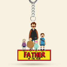 Load image into Gallery viewer, “Father of the Year” Personalized Keychain - Custom Gift for Dads, Grandfathers & Father Figures Keychains PopCulturePrints