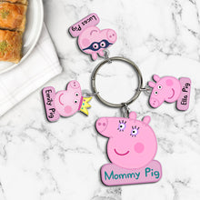 Load image into Gallery viewer, Custom Mommy Pig Keychain with Personalized Charms Keychains PopCulturePrints