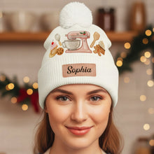 Load image into Gallery viewer, Baking is Love Made Visible – Sweet Baker Bobble Beanie Hat – Personalized Gifts for Baking Lovers Hat PopCulturePrints