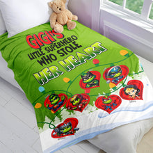 Load image into Gallery viewer, Personalized Superhero Heart Blanket for Grandma Blanket PopCulturePrints