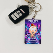 Load image into Gallery viewer, Personalized Drive Safe Keychain for Couples - Unique Gift Keychains PopCulturePrints