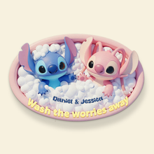 Load image into Gallery viewer, “Wash the worries away” - Tropical Alien Couple Doormat - Personalized Gift for Couples Doormat PopCulturePrints