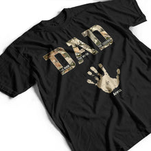 Load image into Gallery viewer, The Man, The Myth, The Legend – Personalized Dad T-Shirt with Kids' Handprints T-shirt PopCulturePrints