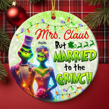 Load image into Gallery viewer, Grinch & Mrs. Claus Personalized Ornament - Perfect Christmas and Valentine's Day Gifts for Couples Ornament PopCulturePrints