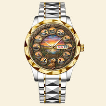 Load image into Gallery viewer, "For the Love of the Hunt: A Unique Timepiece" - Waterfowl Duck Hunting Steel Men's Watch - Personalized Gift for Hunters Men's Watch PopCulturePrints