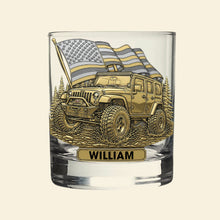 Load image into Gallery viewer, “Adventure Awaits!” - Trail Rider Whiskey Glass - Personalized Gifts For Off-road Lovers Whiskey Glass PopCulturePrints