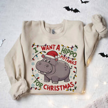 Load image into Gallery viewer, Festive Hippo Christmas Lover's Shirt Shirts PopCulturePrints