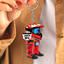 Load image into Gallery viewer, Custom Motocross Lover Keychain with Name and Number Keychains PopCulturePrints