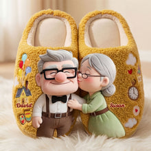 Load image into Gallery viewer, Adventure Of Love: "Together is Our Favorite Place to Be" - Personalized Couple Slippers - Gift for Partners and Loved Ones Shoes PopCulturePrints