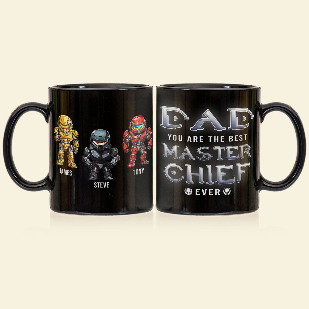 Personalized Best Dad Gaming Coffee Mug - Master Chief Design Coffee Mug PopCulturePrints